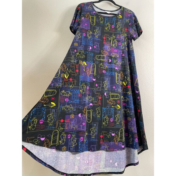 Lularoe Womens Small Winnie the Poo Print Carly Swing Dress Short Sleeve - Picture 6 of 9